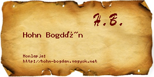 Hohn Bogdán névjegykártya